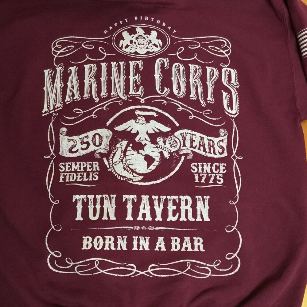 MV SPORT USMC Marine Corps Tun Tavern 250th Anniversary Hoodie Burgundy L - Picture 3 of 9